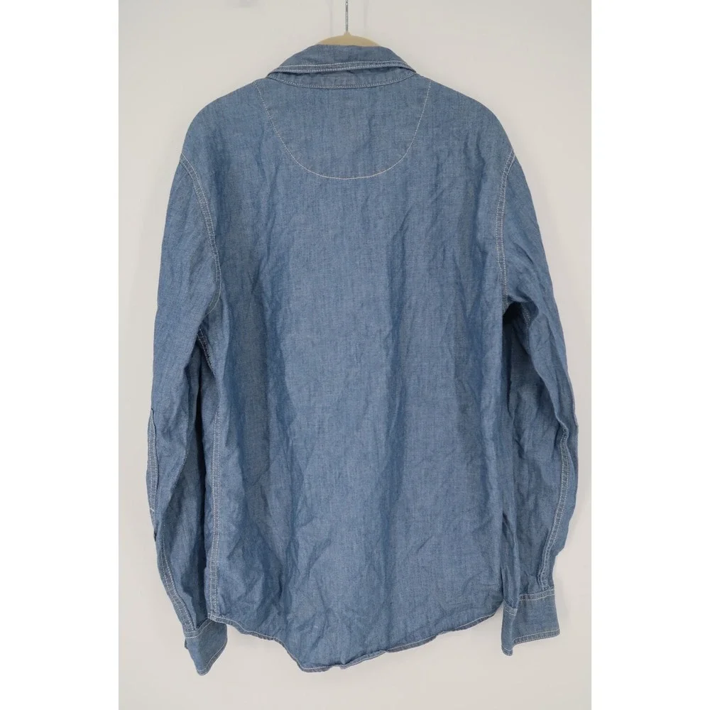 True Religion Mens XL Blue Denim Western Style L/S Button Front‎ Shirt